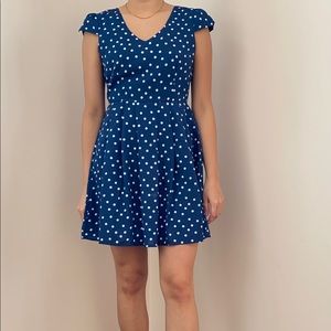 Mimi Chica blue and white polka dot dress